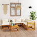 Set mobilier grădină cu perne, 8 piese, crem, lemn masiv acacia - WALTI WALTI
