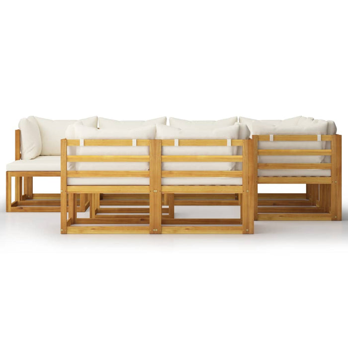 Set mobilier grădină cu perne 10 piese crem lemn masiv acacia - WALTI WALTI