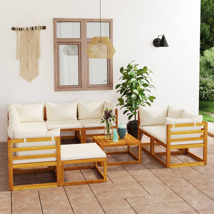 Set mobilier grădină cu perne 10 piese crem lemn masiv acacia - WALTI WALTI