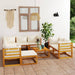 Set mobilier grădină cu perne 10 piese crem lemn masiv acacia - WALTI WALTI