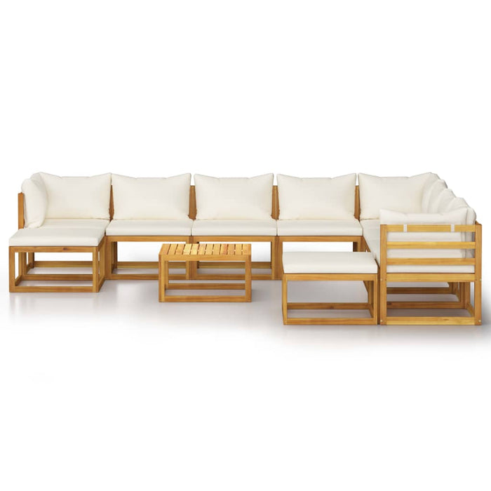 Set mobilier grădină cu perne 11 piese crem lemn masiv acacia - WALTI WALTI