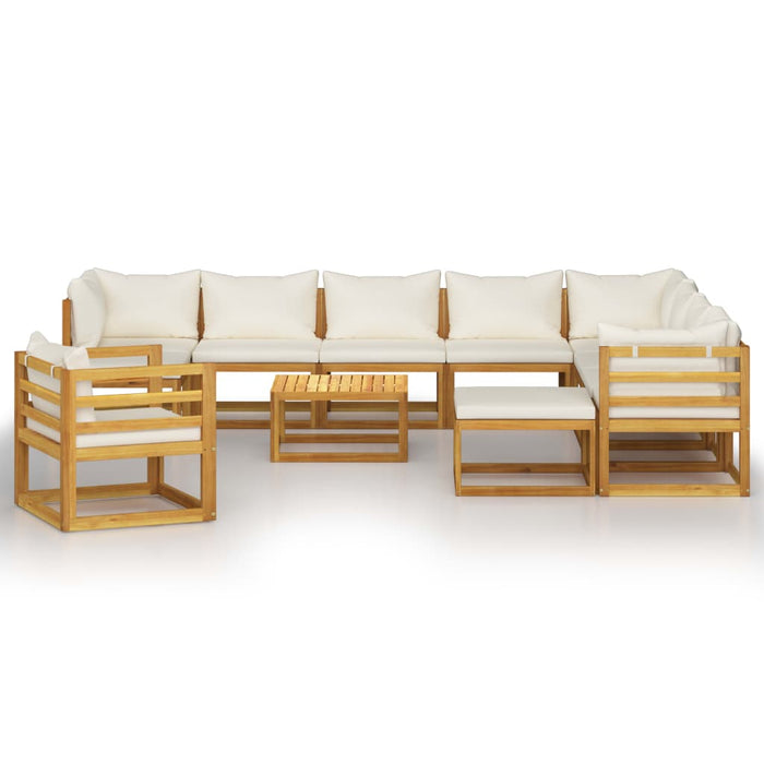 Set mobilier grădină cu perne 12 piese crem, lemn masiv acacia - WALTI WALTI