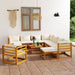 Set mobilier grădină cu perne 12 piese crem, lemn masiv acacia - WALTI WALTI