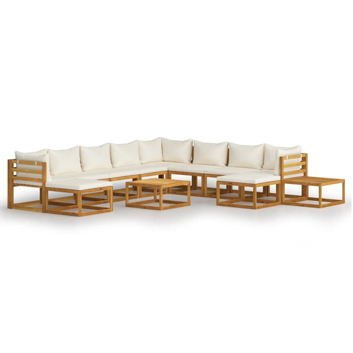 Set mobilier grădină cu perne crem, 12 piese, lemn masiv acacia - WALTI WALTI