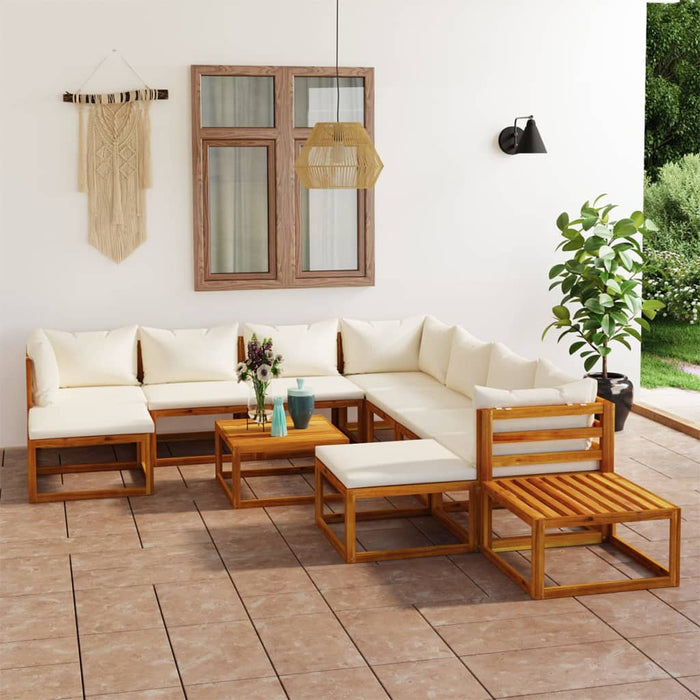 Set mobilier grădină cu perne crem, 12 piese, lemn masiv acacia - WALTI WALTI