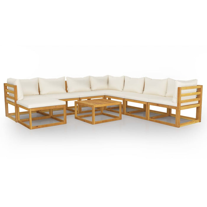 Set mobilier de grădină cu perne 9 piese crem lemn masiv acacia - WALTI WALTI