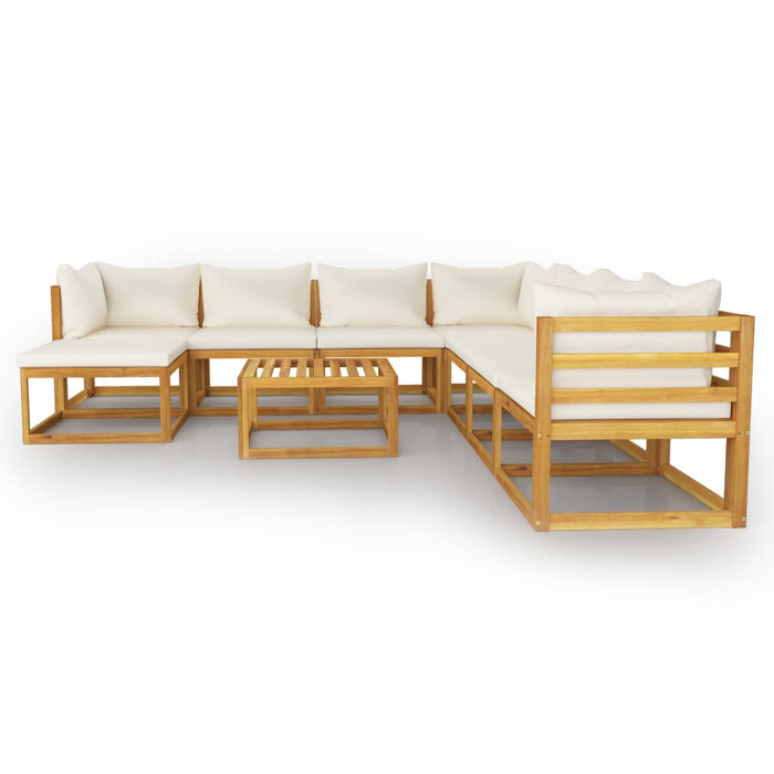 Set mobilier de grădină cu perne 9 piese crem lemn masiv acacia - WALTI WALTI