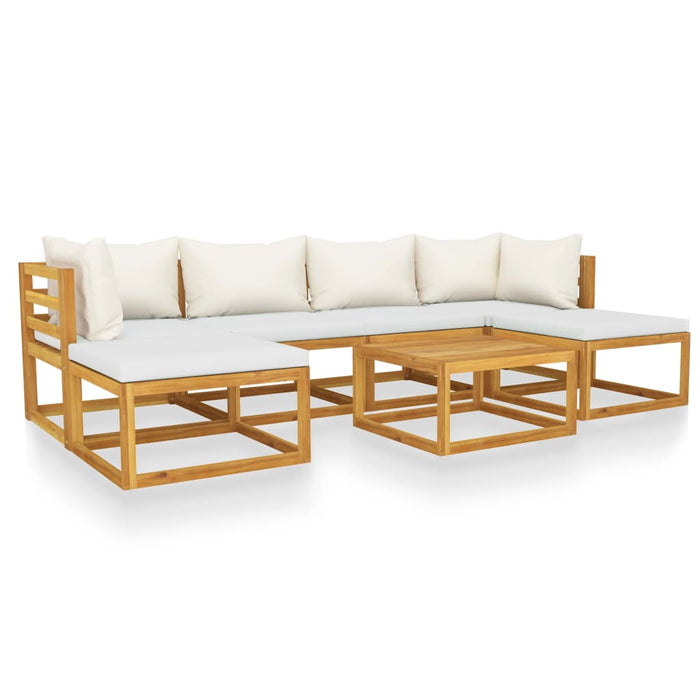 Set mobilier de grădină cu perne crem, 7 piese, lemn de acacia - WALTI WALTI
