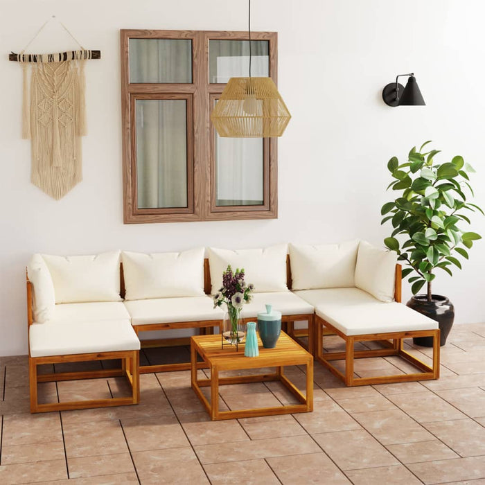 Set mobilier de grădină cu perne crem, 7 piese, lemn de acacia - WALTI WALTI