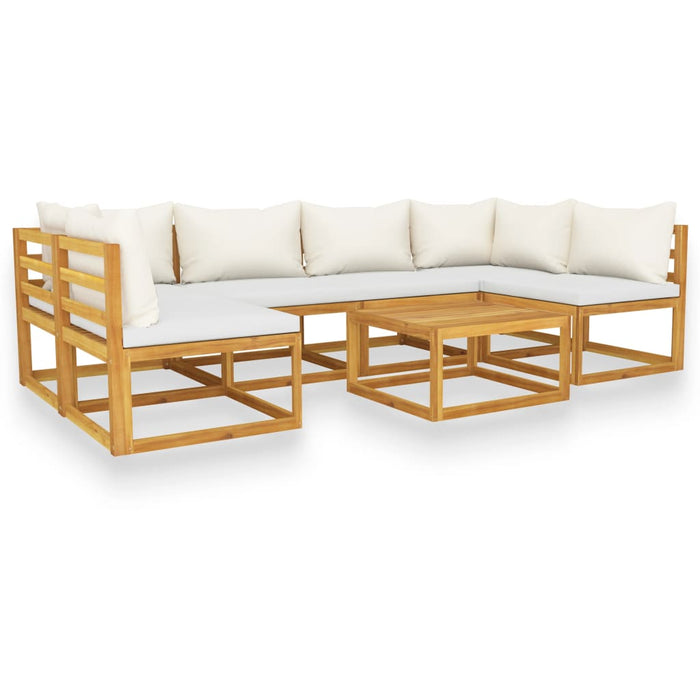 Set mobilier grădină cu perne, 7 piese, crem, lemn masiv acacia - WALTI WALTI