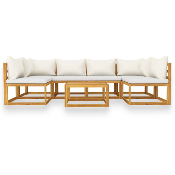 Set mobilier grădină cu perne, 7 piese, crem, lemn masiv acacia - WALTI WALTI