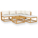 Set mobilier grădină cu perne, 6 piese, crem, lemn masiv acacia - WALTI WALTI