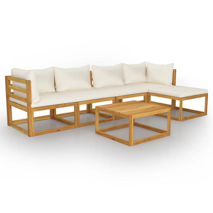 Set mobilier grădină cu perne, 6 piese, crem, lemn masiv acacia - WALTI WALTI
