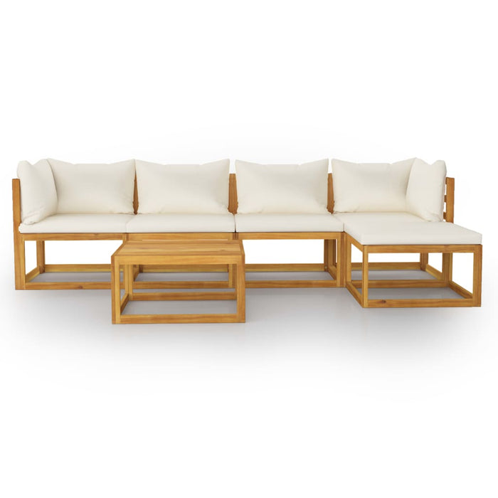 Set mobilier grădină cu perne, 6 piese, crem, lemn masiv acacia - WALTI WALTI