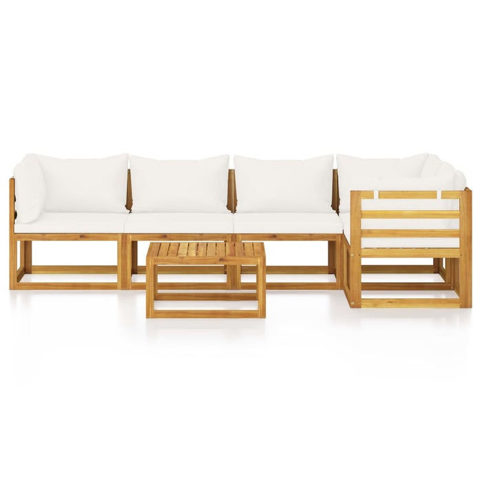 Set mobilier grădină cu perne, 6 piese, crem, lemn masiv acacia - WALTI WALTI