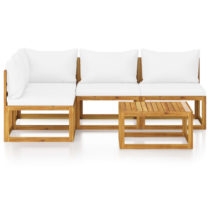 Set mobilier grădină cu perne, 5 piese, crem, lemn masiv acacia - WALTI WALTI