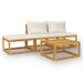Set mobilier grădină cu perne, 4 piese, crem, lemn masiv acacia - WALTI WALTI