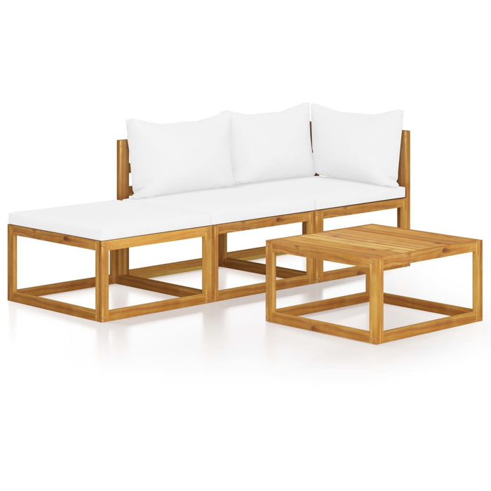 Set mobilier grădină cu perne, 4 piese, crem, lemn masiv acacia - WALTI WALTI