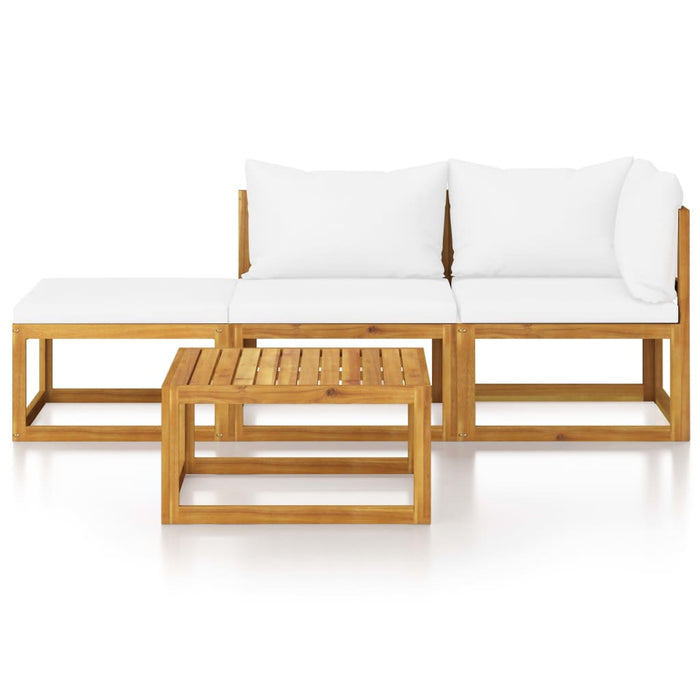 Set mobilier grădină cu perne, 4 piese, crem, lemn masiv acacia - WALTI WALTI