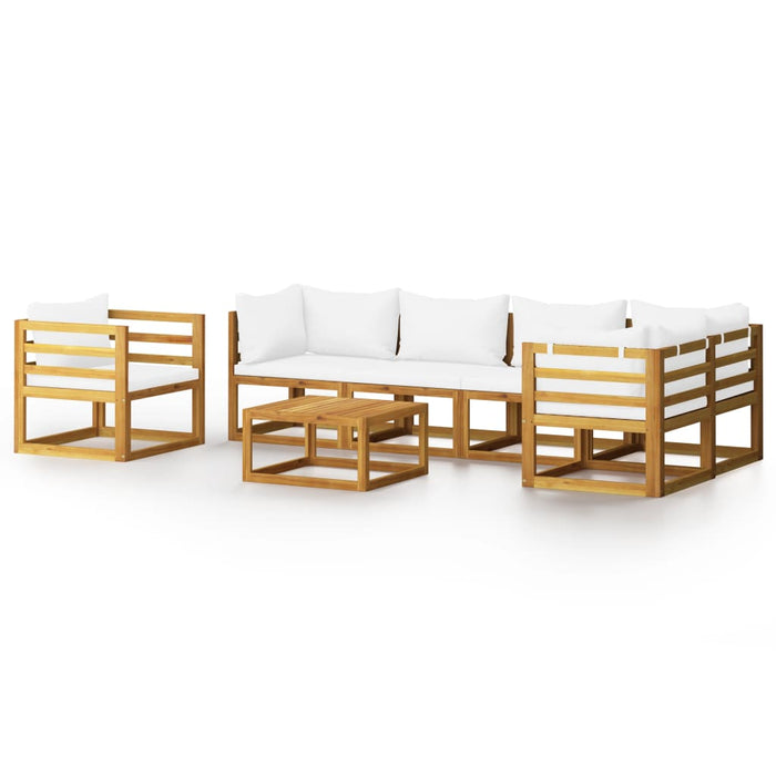Set mobilier grădină cu perne, 7 piese, crem, lemn masiv acacia - WALTI WALTI