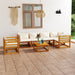 Set mobilier grădină cu perne, 7 piese, crem, lemn masiv acacia - WALTI WALTI