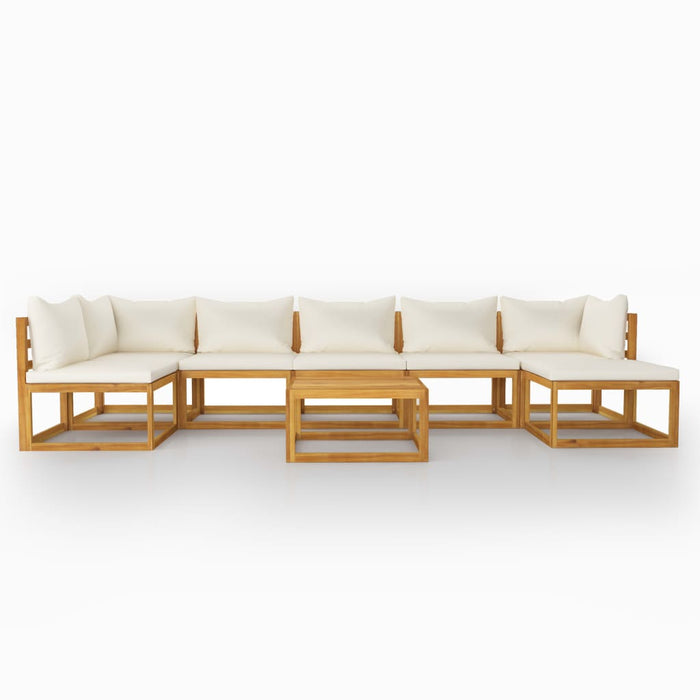 Set mobilier grădină cu perne, 8 piese, crem, lemn masiv acacia - WALTI WALTI