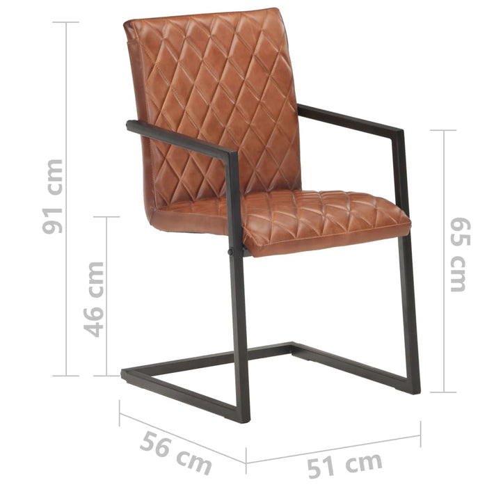 Scaune de bucătărie cantilever, 4 buc., maro, piele naturală WALTI