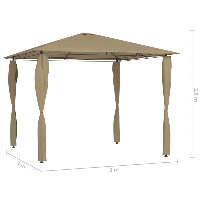 Pavilion cu huse pentru stâlpi, gri taupe, 3x3x2,6 m, 160 g/m² - WALTI WALTI