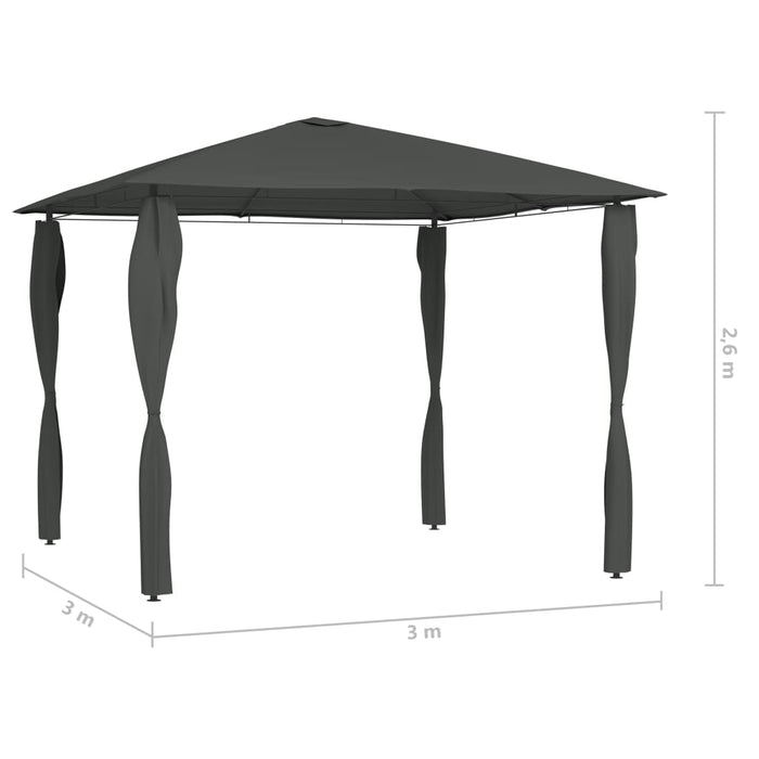Pavilion cu huse pentru stâlpi, antracit, 3x3x2,6 m, 160 g/m² - WALTI WALTI