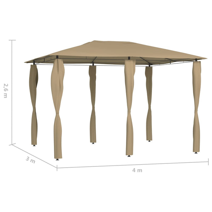 Pavilion cu huse pentru stâlpi, gri taupe, 3x4x2,6 m, 160 g/m² - WALTI WALTI