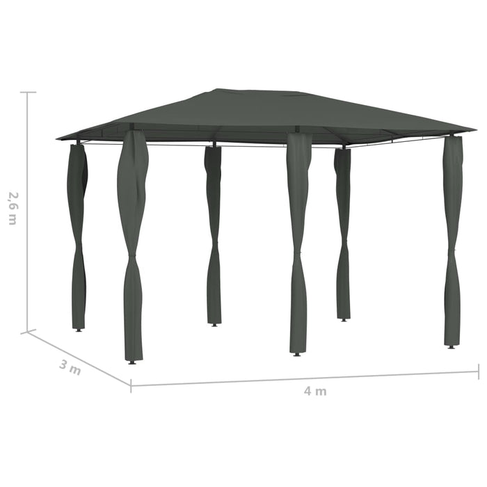 Pavilion cu huse pentru stâlpi, antracit, 3x4x2,6 m, 160 g/m² - WALTI WALTI