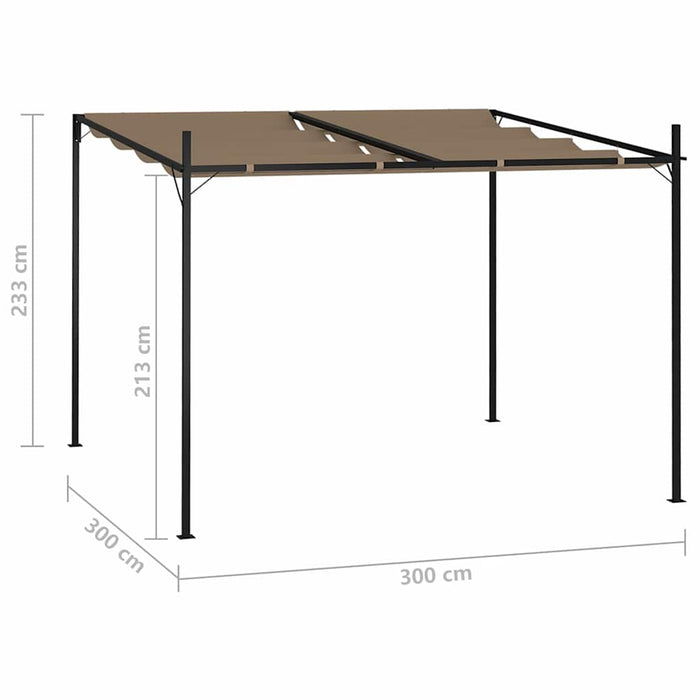 Pavilion cu acoperiș retractabil, gri taupe, 300x300x233 cm WALTI