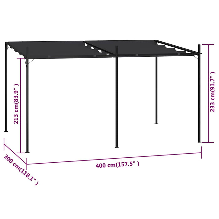 Pavilion cu acoperiș retractabil, antracit, 400x300x233 cm WALTI