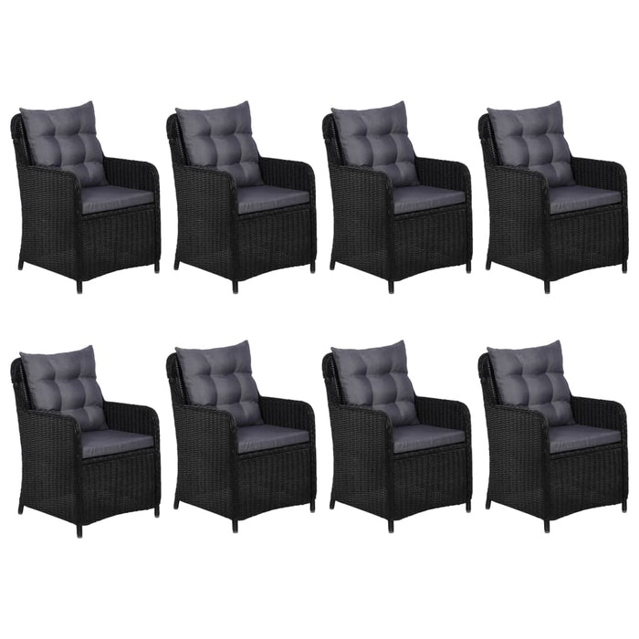 Set mobilier de exterior, 9 piese, negru, poliratan WALTI