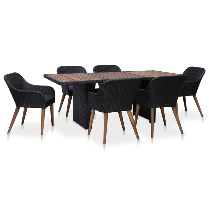 Set mobilier de exterior cu perne, 7 piese, negru, poliratan - WALTI WALTI