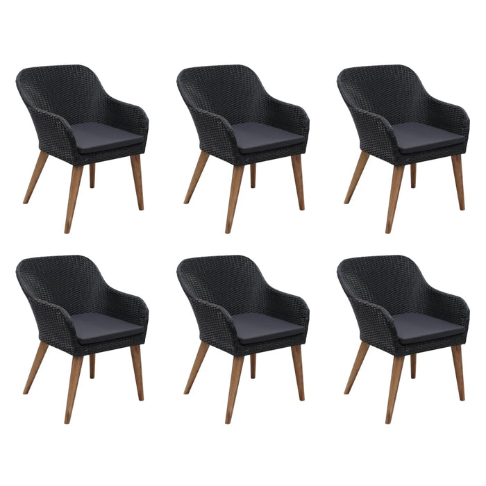 Set mobilier de exterior cu perne, 7 piese, negru, poliratan - WALTI WALTI