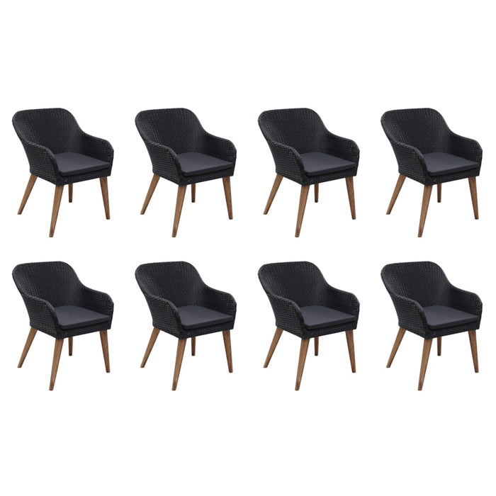 Set mobilier de grădină cu perne, 9 piese, negru, poliratan - WALTI WALTI