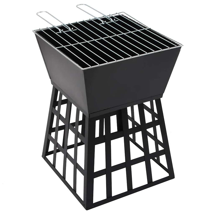 Vatră de foc 2-in-1 cu grătar, 34x34x48 cm, oțel - WALTI WALTI