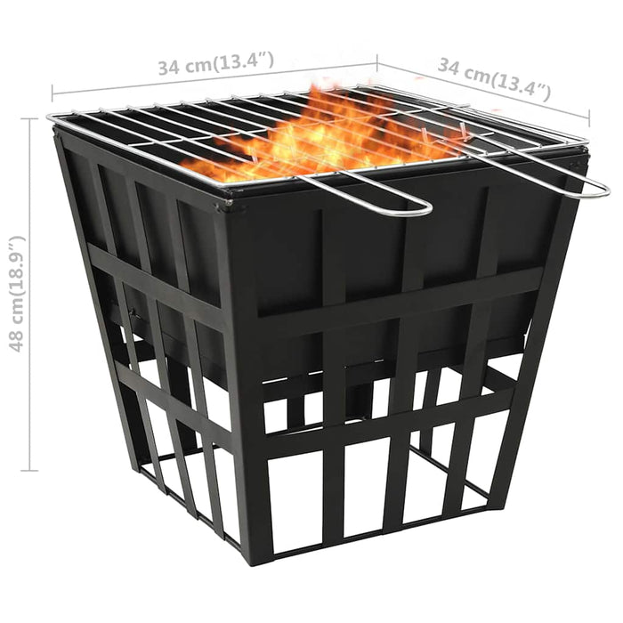Vatră de foc 2-in-1 cu grătar, 34x34x48 cm, oțel - WALTI WALTI