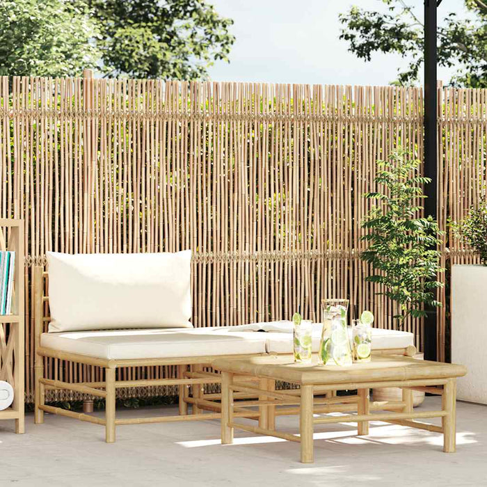 Set mobilier de grădină, cu perne alb crem, 3 piese, bambus - WALTI WALTI