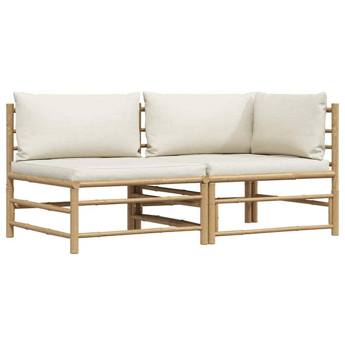 Set mobilier de grădină cu perne alb crem, 2 piese, bambus - WALTI WALTI
