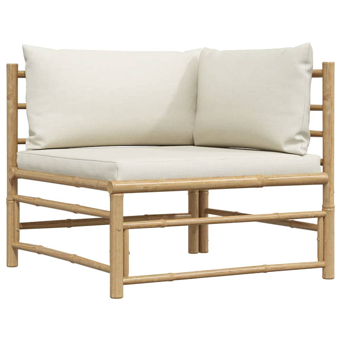 Set mobilier de grădină, 2 piese, perne alb crem, bambus - WALTI WALTI