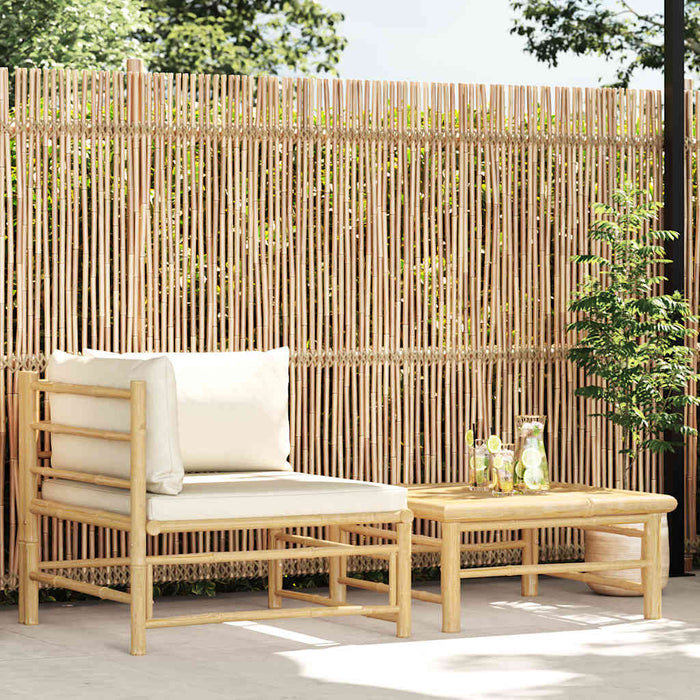 Set mobilier de grădină, 2 piese, perne alb crem, bambus - WALTI WALTI