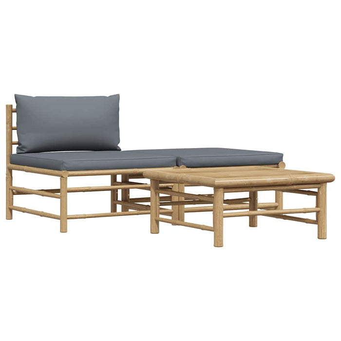 Set mobilier de grădină, perne gri închis, 3 piese, bambus - WALTI WALTI