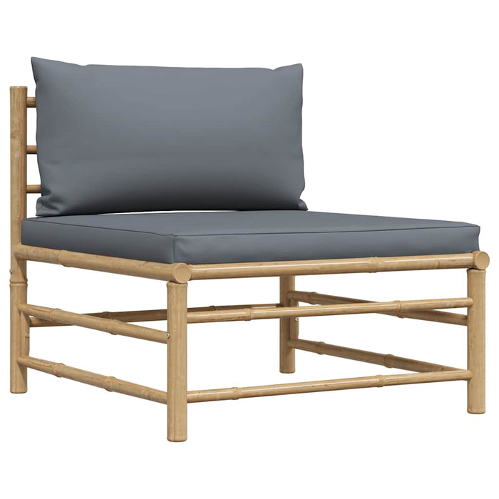 Set mobilier de grădină, perne gri închis, 3 piese, bambus - WALTI WALTI