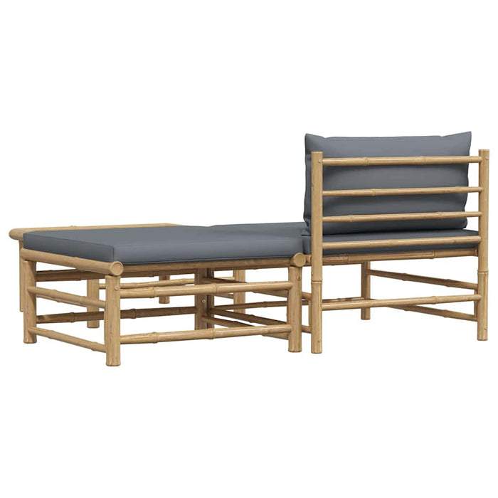 Set mobilier de grădină, perne gri închis, 3 piese, bambus - WALTI WALTI
