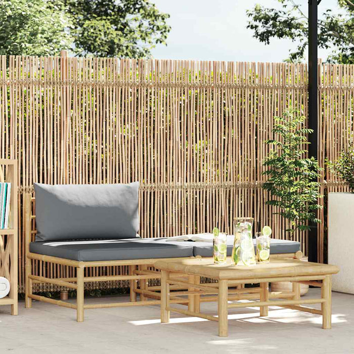 Set mobilier de grădină, perne gri închis, 3 piese, bambus - WALTI WALTI