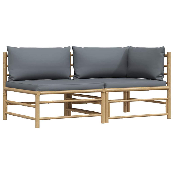 Set mobilier de grădină cu perne gri închis, 2 piese, bambus - WALTI WALTI