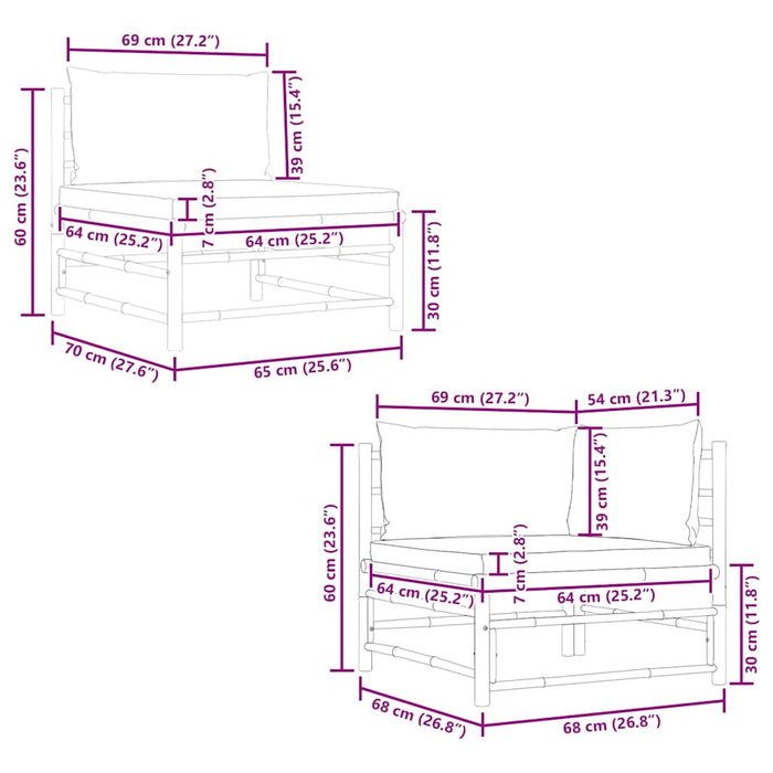 Set mobilier de grădină cu perne gri închis, 2 piese, bambus - WALTI WALTI