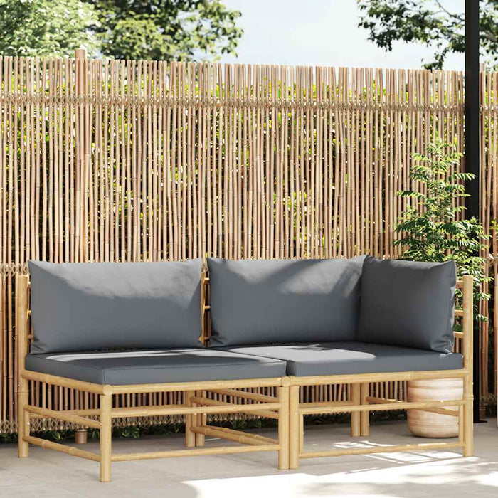 Set mobilier de grădină cu perne gri închis, 2 piese, bambus - WALTI WALTI